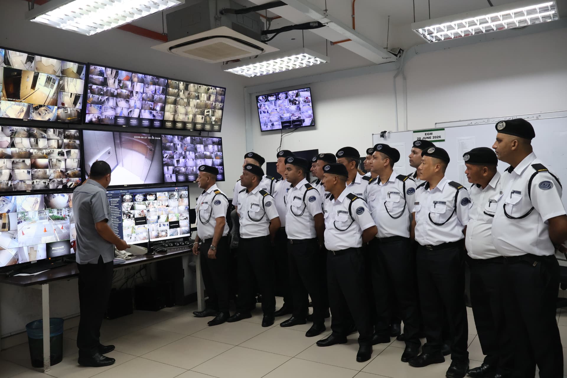 Kaliber officers receiving control-room surveillance training